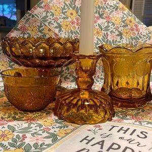 Vintage Amber glass 4 piece set.
